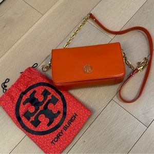 Tory Burch Orange faux leather crossbody bag